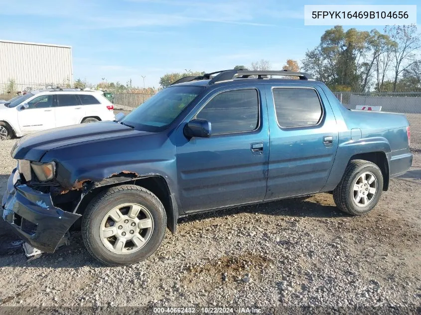 2009 Honda Ridgeline Rts VIN: 5FPYK16469B104656 Lot: 40662432