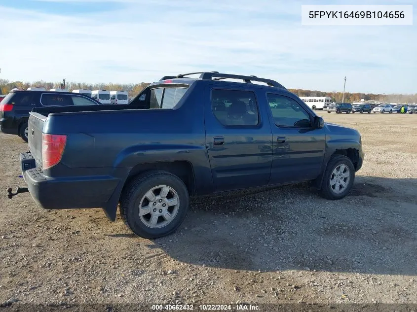 2009 Honda Ridgeline Rts VIN: 5FPYK16469B104656 Lot: 40662432