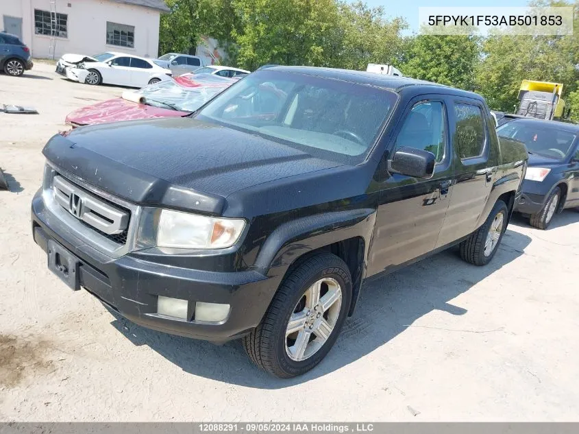 2010 Honda Ridgeline VIN: 5FPYK1F53AB501853 Lot: 12088291