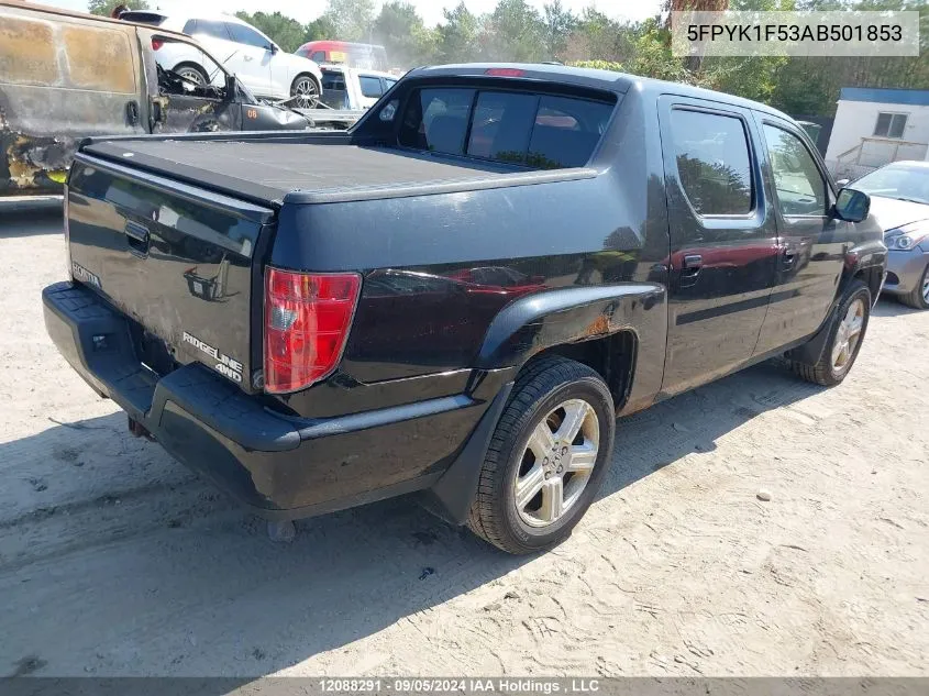 2010 Honda Ridgeline VIN: 5FPYK1F53AB501853 Lot: 12088291