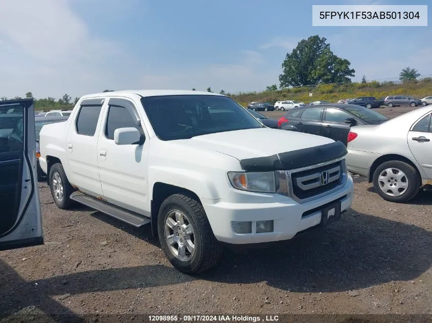 2010 Honda Ridgeline Rtl VIN: 5FPYK1F53AB501304 Lot: 12098955