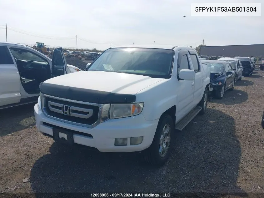 2010 Honda Ridgeline Rtl VIN: 5FPYK1F53AB501304 Lot: 12098955