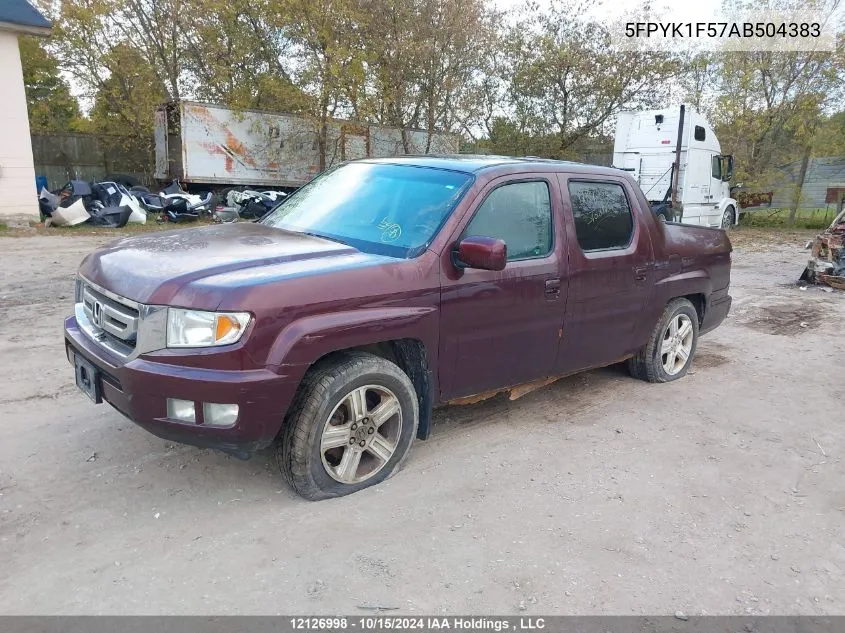 2010 Honda Ridgeline VIN: 5FPYK1F57AB504383 Lot: 12126998