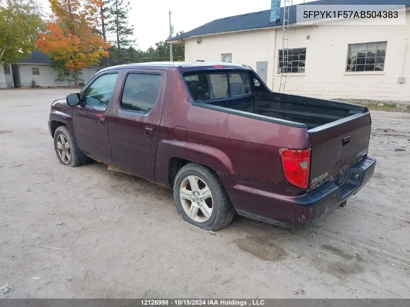 2010 Honda Ridgeline VIN: 5FPYK1F57AB504383 Lot: 12126998