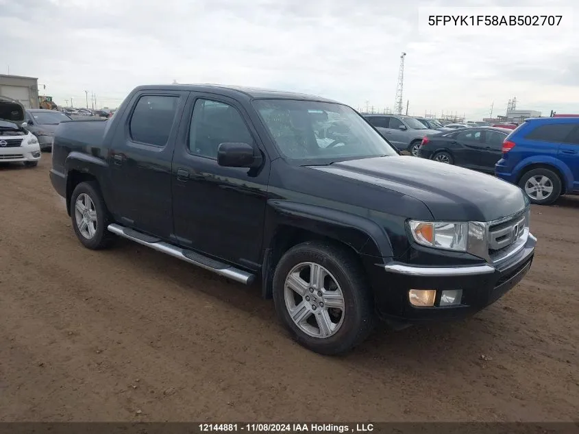 2010 Honda Ridgeline VIN: 5FPYK1F58AB502707 Lot: 12144881