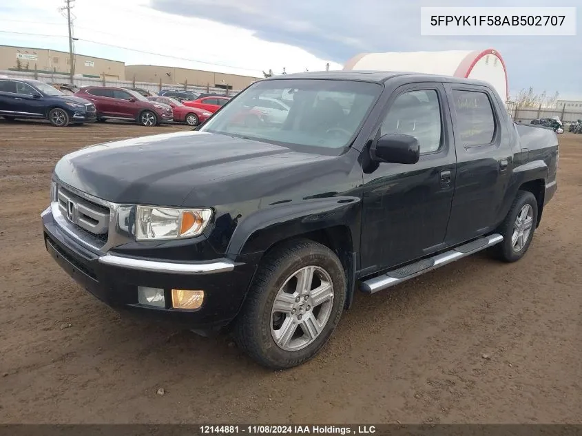 2010 Honda Ridgeline VIN: 5FPYK1F58AB502707 Lot: 12144881