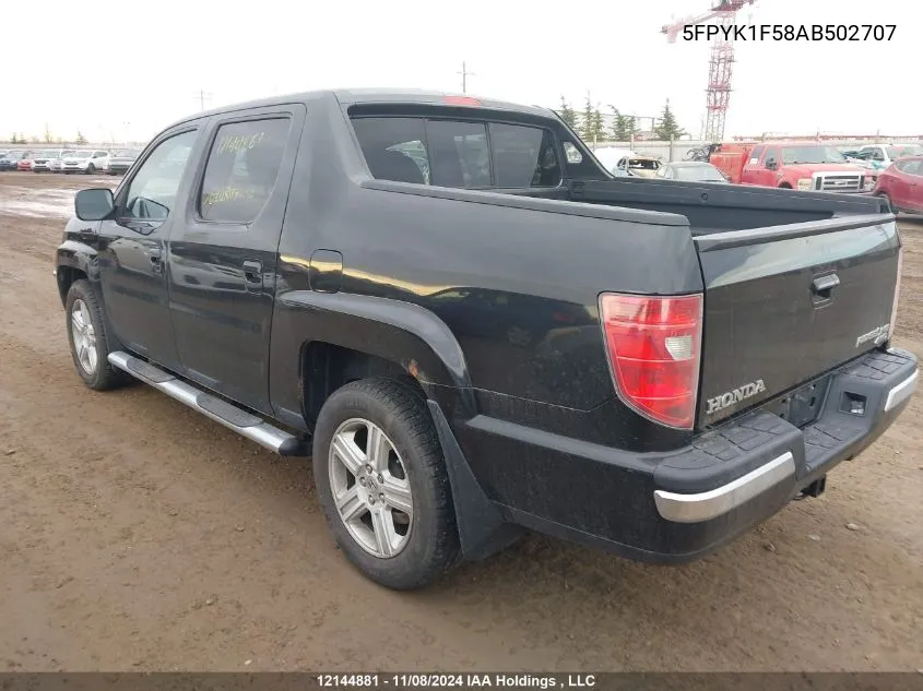 2010 Honda Ridgeline VIN: 5FPYK1F58AB502707 Lot: 12144881