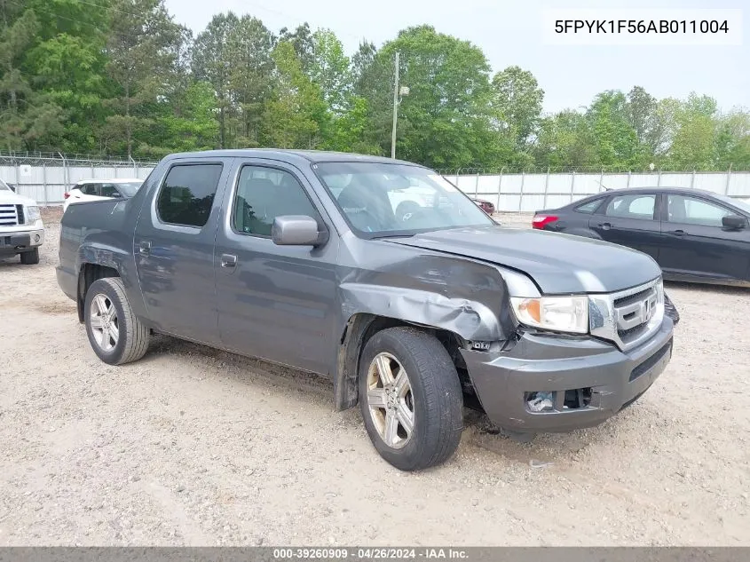 2010 Honda Ridgeline Rtl VIN: 5FPYK1F56AB011004 Lot: 39260909