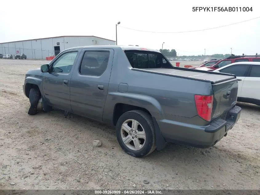 2010 Honda Ridgeline Rtl VIN: 5FPYK1F56AB011004 Lot: 39260909