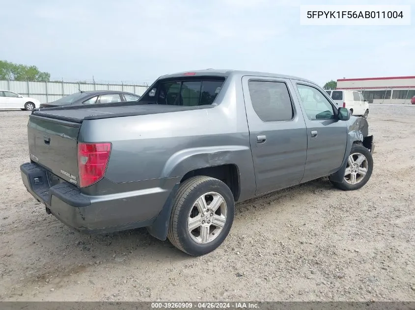 2010 Honda Ridgeline Rtl VIN: 5FPYK1F56AB011004 Lot: 39260909