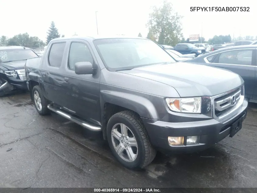 2010 Honda Ridgeline Rtl VIN: 5FPYK1F50AB007532 Lot: 40365914