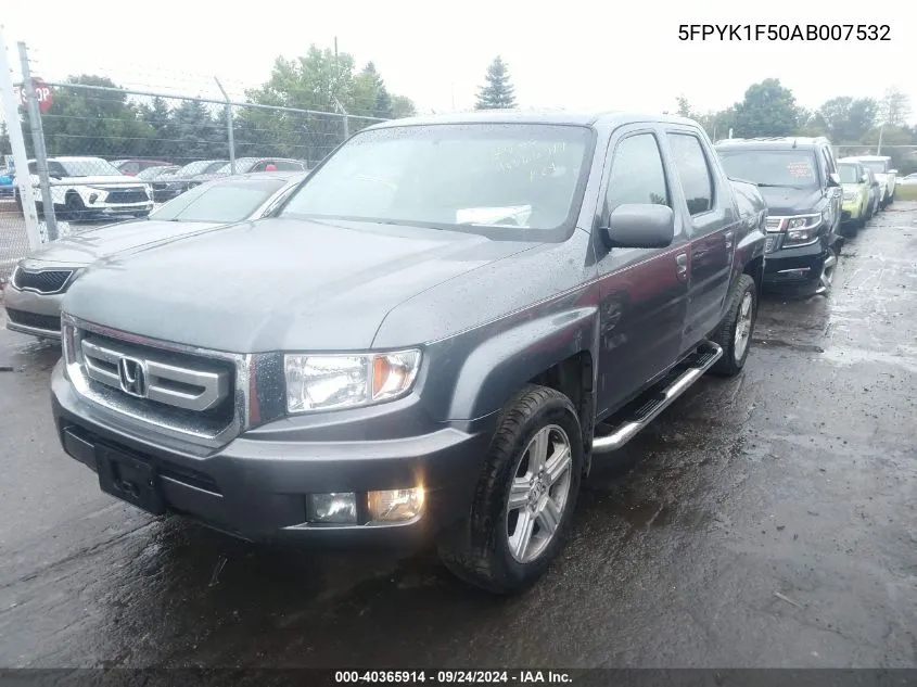 2010 Honda Ridgeline Rtl VIN: 5FPYK1F50AB007532 Lot: 40365914