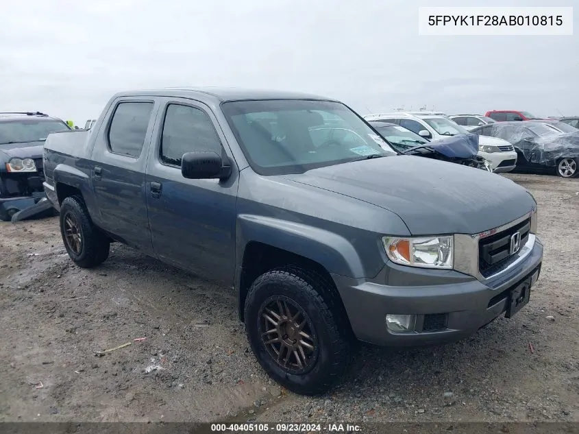 2010 Honda Ridgeline Rt VIN: 5FPYK1F28AB010815 Lot: 40405105