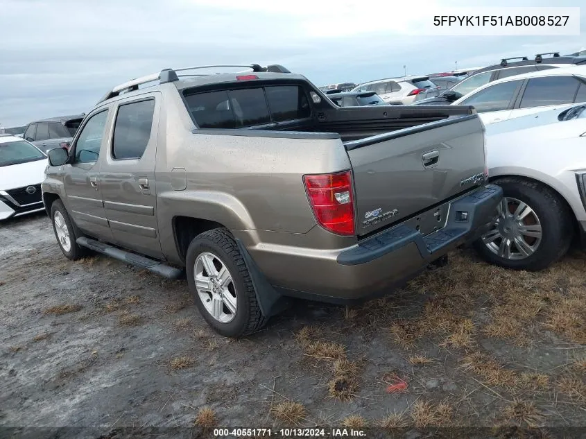 2010 Honda Ridgeline Rtl VIN: 5FPYK1F51AB008527 Lot: 40551771