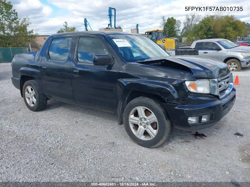 2010 Honda Ridgeline Rtl VIN: 5FPYK1F57AB010735 Lot: 40602451