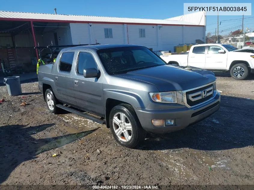 2010 Honda Ridgeline Rtl VIN: 5FPYK1F51AB003845 Lot: 40624162