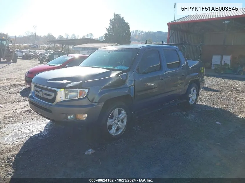 2010 Honda Ridgeline Rtl VIN: 5FPYK1F51AB003845 Lot: 40624162