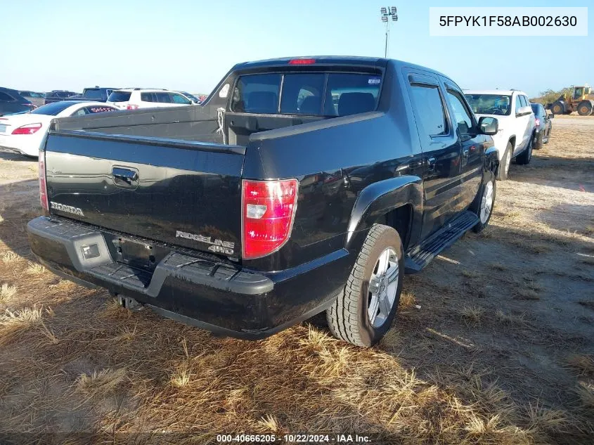 2010 Honda Ridgeline Rtl VIN: 5FPYK1F58AB002630 Lot: 40666205