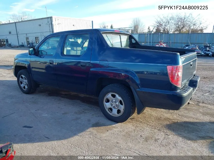 2010 Honda Ridgeline Rt VIN: 5FPYK1F24AB009225 Lot: 40822938