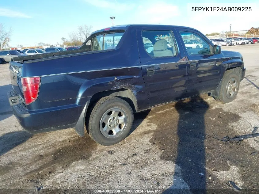 2010 Honda Ridgeline Rt VIN: 5FPYK1F24AB009225 Lot: 40822938