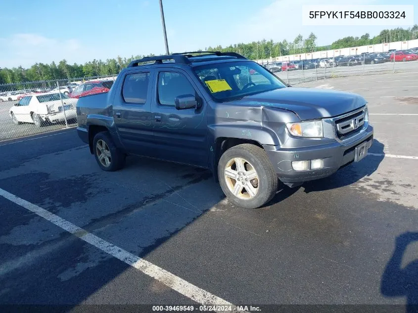 2011 Honda Ridgeline Rtl VIN: 5FPYK1F54BB003324 Lot: 39469549