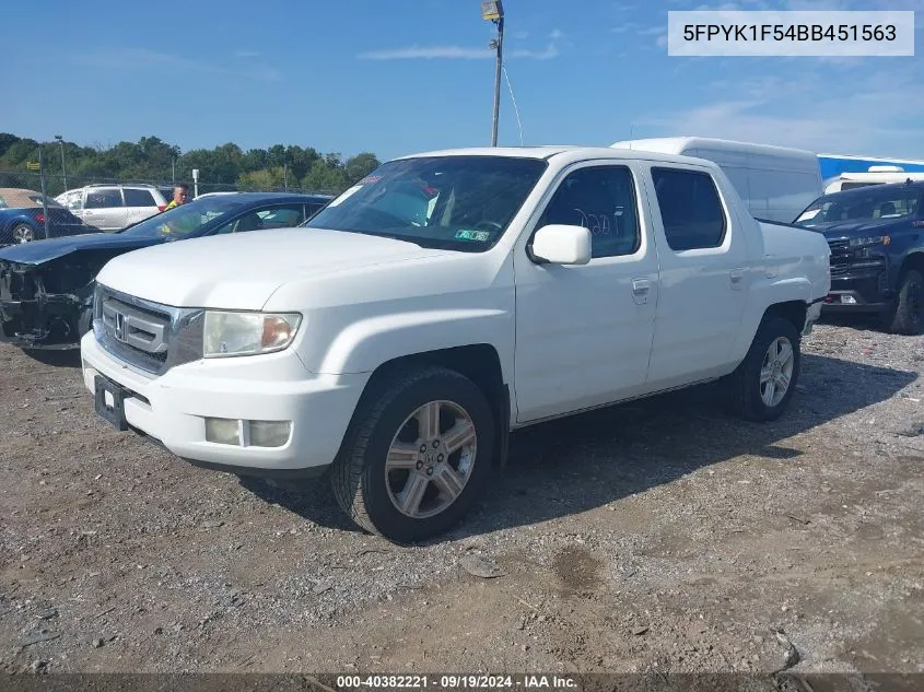 2011 Honda Ridgeline Rtl VIN: 5FPYK1F54BB451563 Lot: 40382221