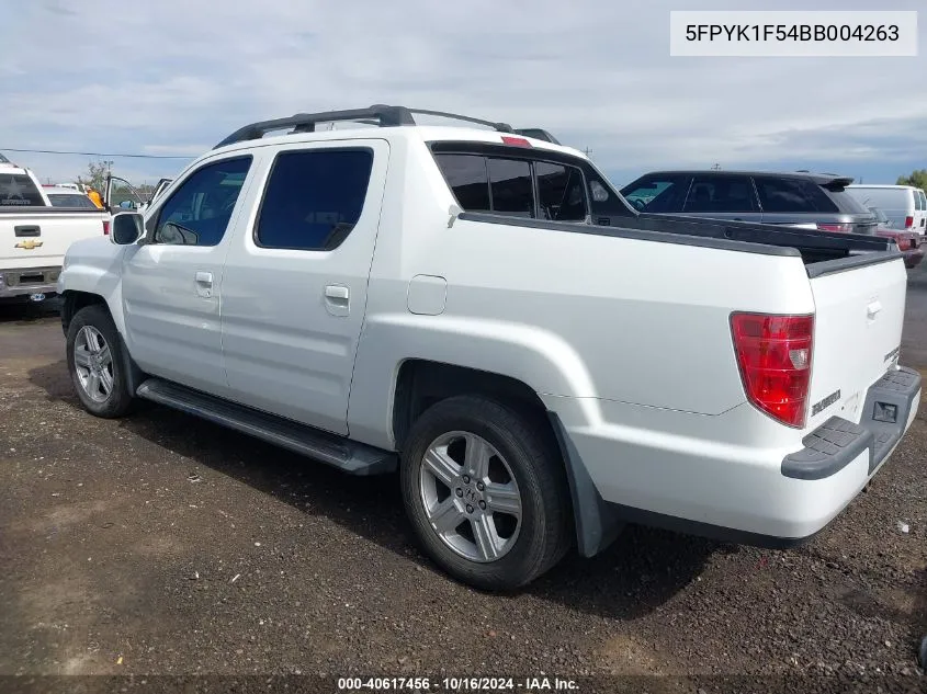 2011 Honda Ridgeline Rtl VIN: 5FPYK1F54BB004263 Lot: 40617456