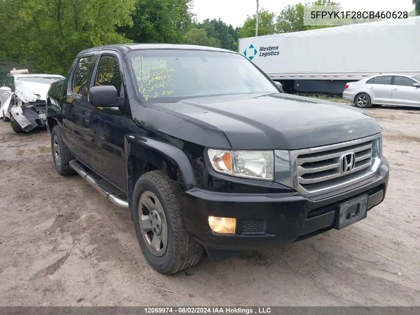 2012 Honda Ridgeline Rt VIN: 5FPYK1F28CB460628 Lot: 12059974