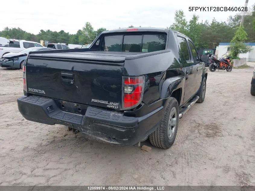 2012 Honda Ridgeline Rt VIN: 5FPYK1F28CB460628 Lot: 12059974