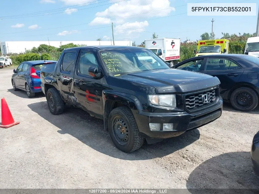 2012 Honda Ridgeline Sport VIN: 5FPYK1F73CB552001 Lot: 12077200