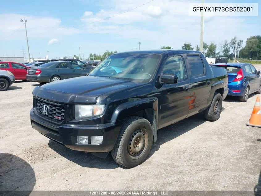 2012 Honda Ridgeline Sport VIN: 5FPYK1F73CB552001 Lot: 12077200