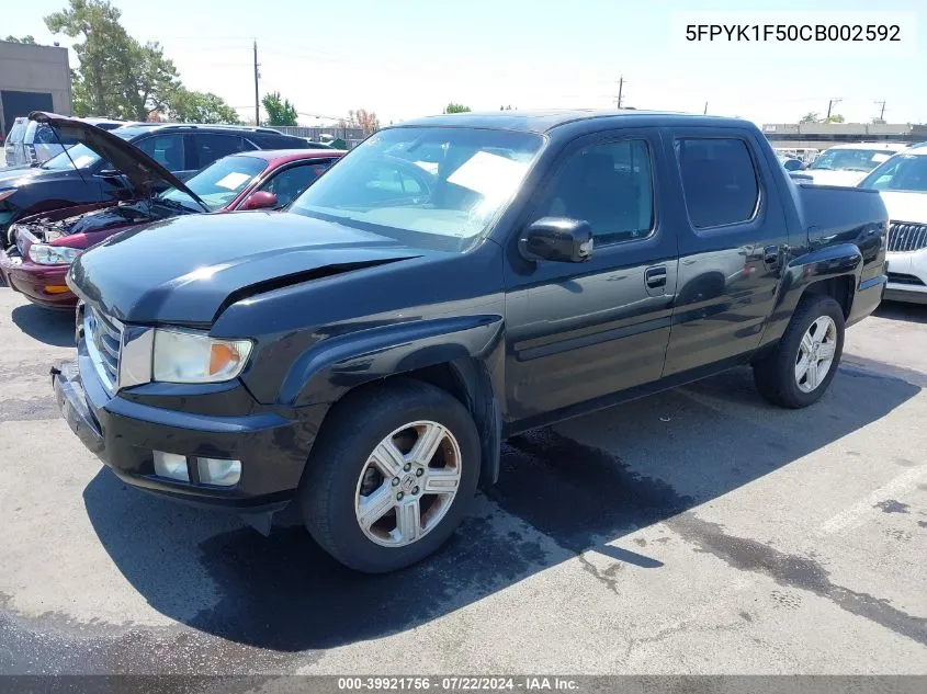 2012 Honda Ridgeline Rtl VIN: 5FPYK1F50CB002592 Lot: 39921756