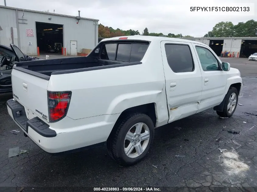 5FPYK1F51CB002133 2012 Honda Ridgeline Rtl