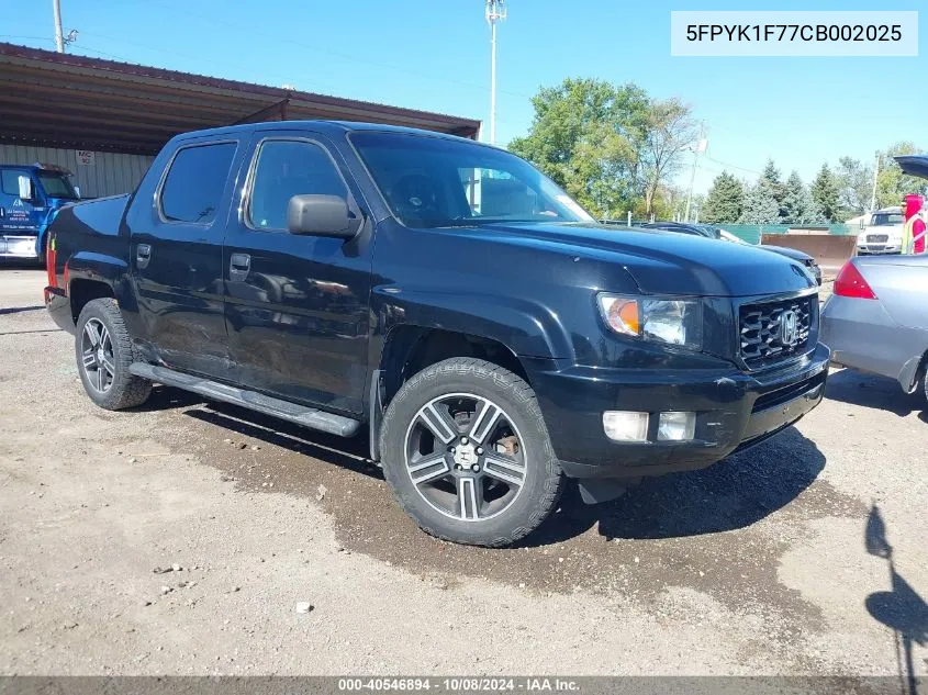 2012 Honda Ridgeline Sport VIN: 5FPYK1F77CB002025 Lot: 40546894