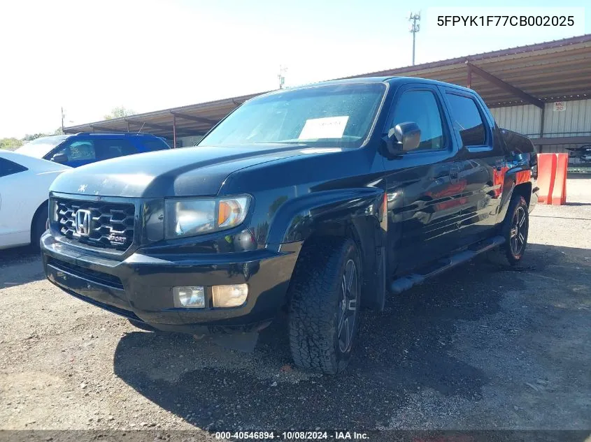 2012 Honda Ridgeline Sport VIN: 5FPYK1F77CB002025 Lot: 40546894