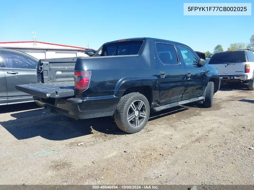 5FPYK1F77CB002025 2012 Honda Ridgeline Sport