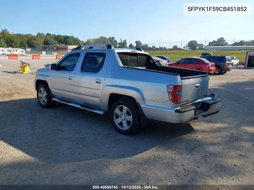 2012 Honda Ridgeline Rtl VIN: 5FPYK1F59CB451852 Lot: 40556745