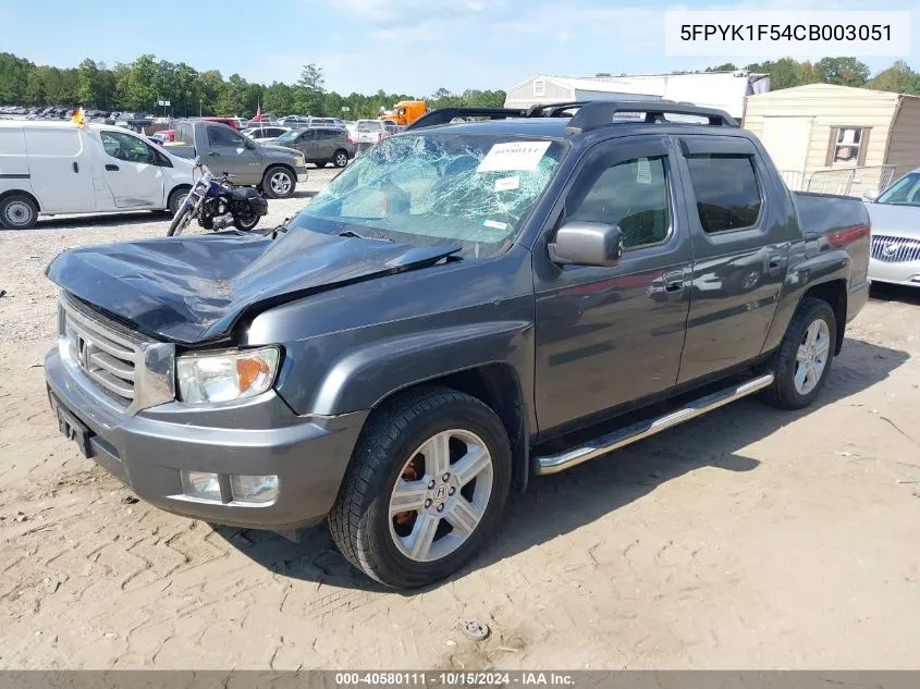 2012 Honda Ridgeline Rtl VIN: 5FPYK1F54CB003051 Lot: 40580111