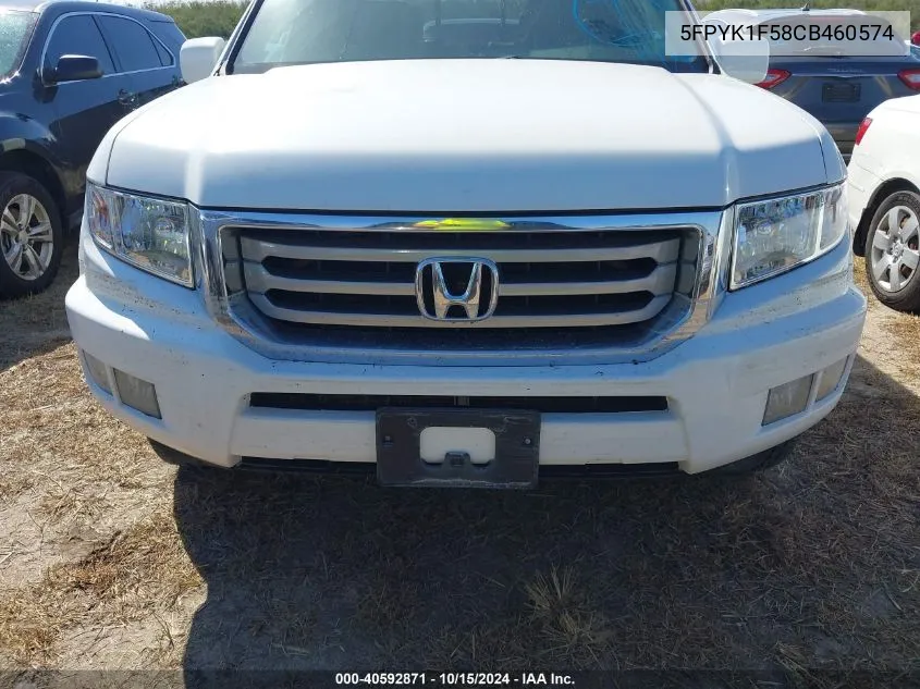 2012 Honda Ridgeline Rtl VIN: 5FPYK1F58CB460574 Lot: 40592871