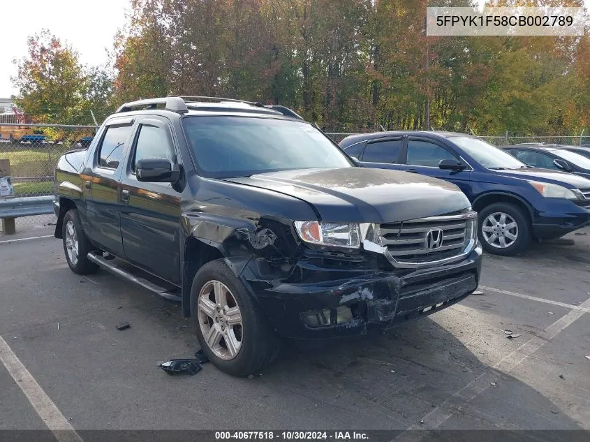 2012 Honda Ridgeline Rtl VIN: 5FPYK1F58CB002789 Lot: 40677518