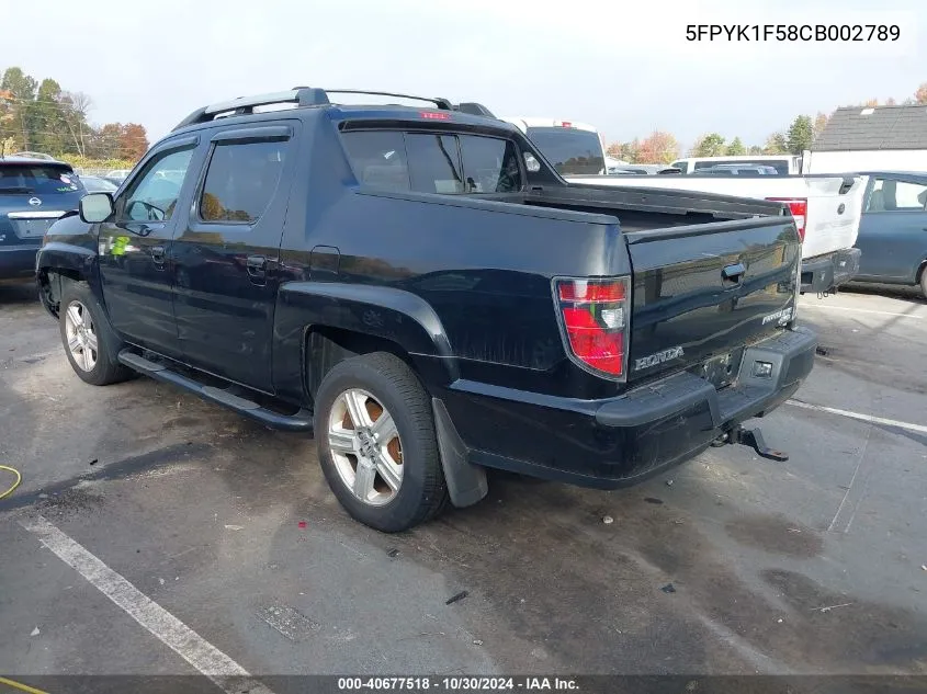 2012 Honda Ridgeline Rtl VIN: 5FPYK1F58CB002789 Lot: 40677518