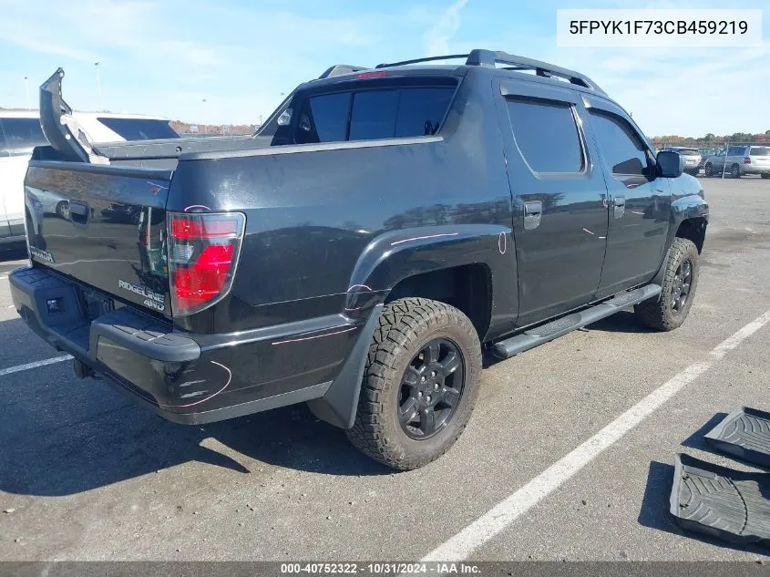 2012 Honda Ridgeline Sport VIN: 5FPYK1F73CB459219 Lot: 40752322