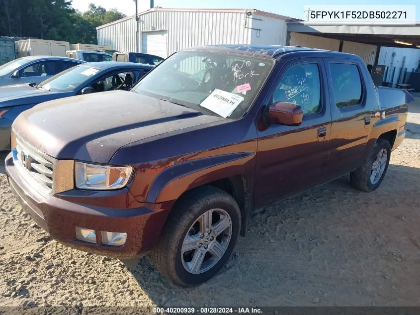 2013 Honda Ridgeline Rtl VIN: 5FPYK1F52DB502271 Lot: 40200939