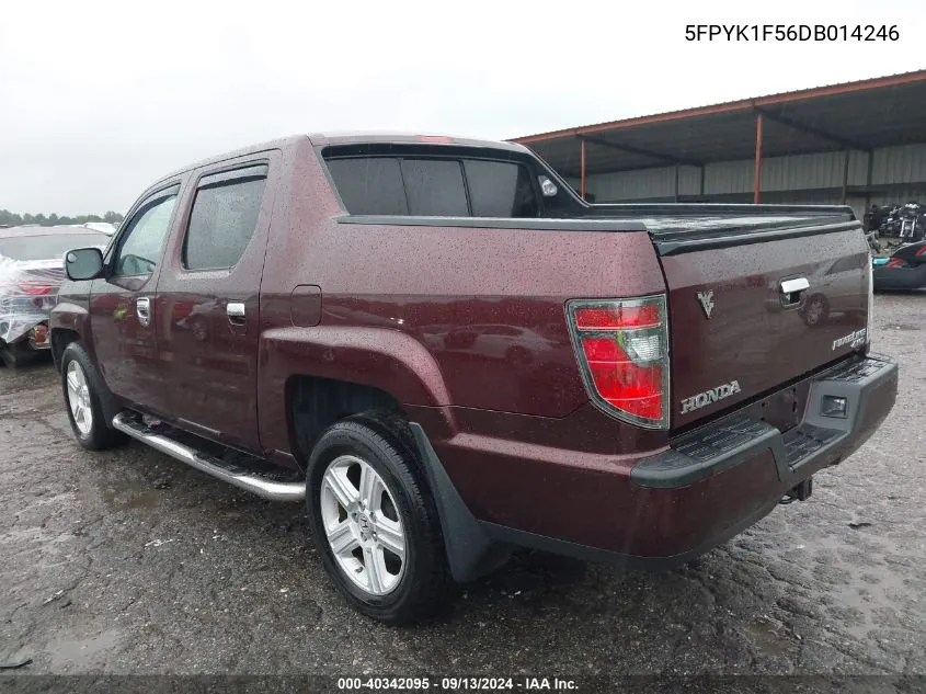 2013 Honda Ridgeline Rtl VIN: 5FPYK1F56DB014246 Lot: 40342095