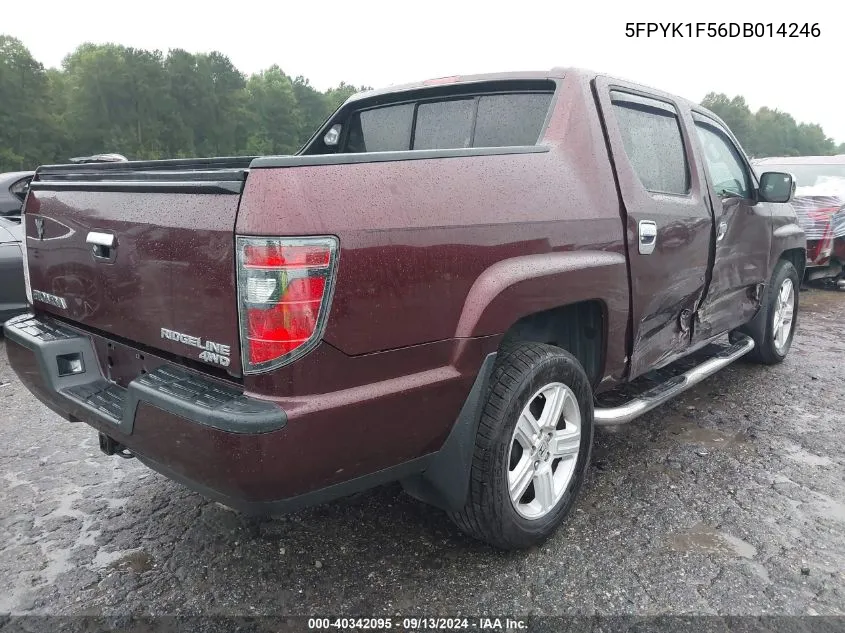 2013 Honda Ridgeline Rtl VIN: 5FPYK1F56DB014246 Lot: 40342095