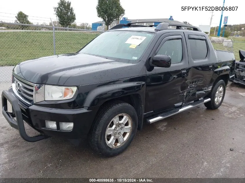 2013 Honda Ridgeline Rtl VIN: 5FPYK1F52DB006807 Lot: 40598635