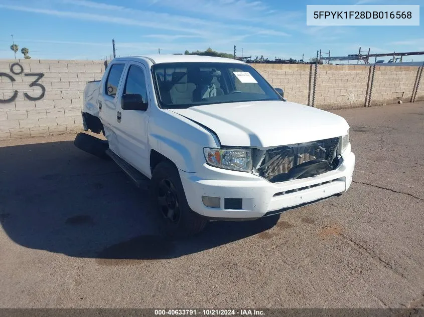 2013 Honda Ridgeline Rt VIN: 5FPYK1F28DB016568 Lot: 40633791