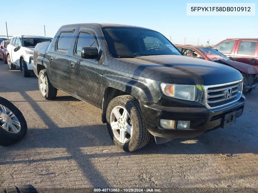 2013 Honda Ridgeline Rtl VIN: 5FPYK1F58DB010912 Lot: 40713863