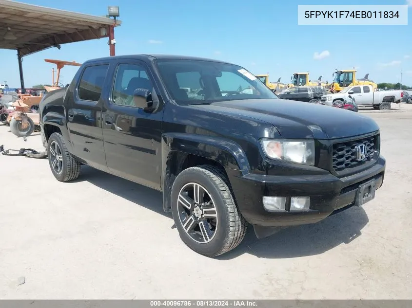 2014 Honda Ridgeline Sport VIN: 5FPYK1F74EB011834 Lot: 40096786