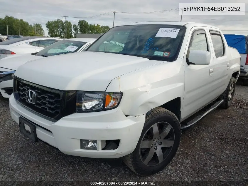 2014 Honda Ridgeline Se VIN: 5FPYK1F64EB013252 Lot: 40207394